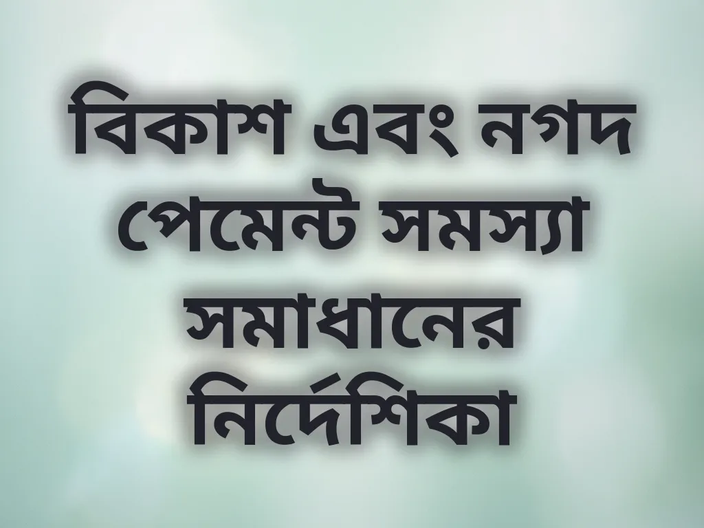 বিকাশ এবং নগদ পেমেন্ট সমস্যা সমাধানের নির্দেশিকা